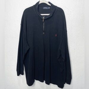 Polo Ralph Lauren 100% Cotton 1/4 Zip Long Sleeve Black Pullover Size 5XB Comfy